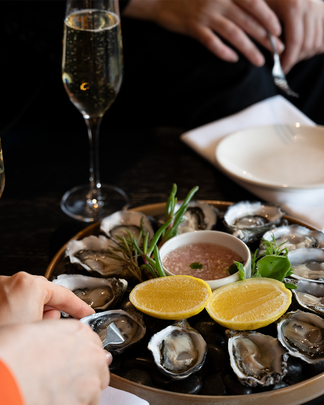 Enjoy $3 freshly shucked oysters and signature seafood snacks at La Vètta’s Peacock Lounge
