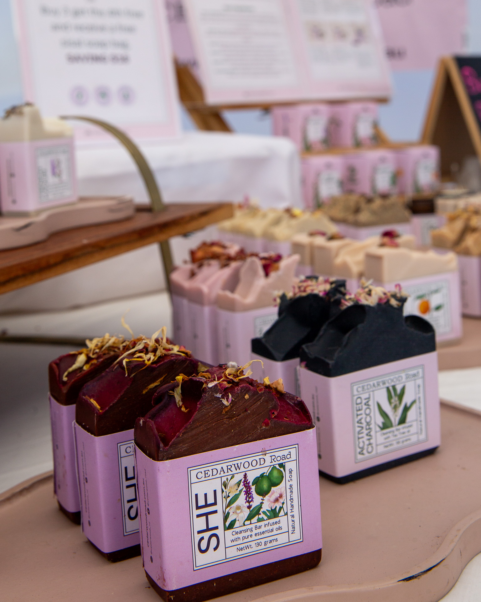 Natural soaps made with clays and essential oils at the Craft Market at Marnong Estate