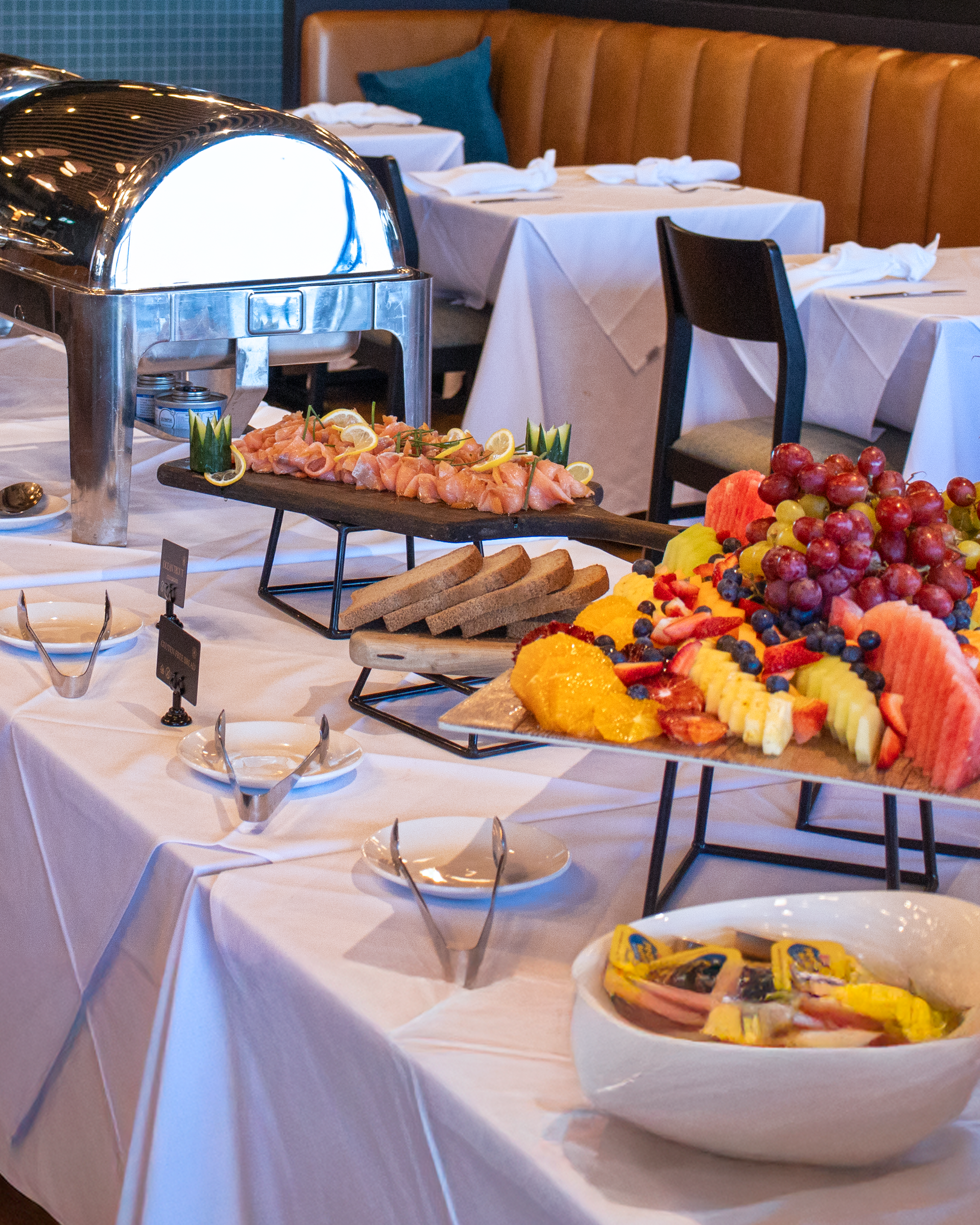 ather’s Day buffet breakfast at Marnong Estate featuring eggs, bacon, and fresh pastries