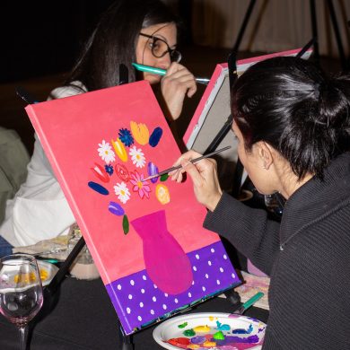 Friends enjoying the Paint and Sip at Marnong Estate