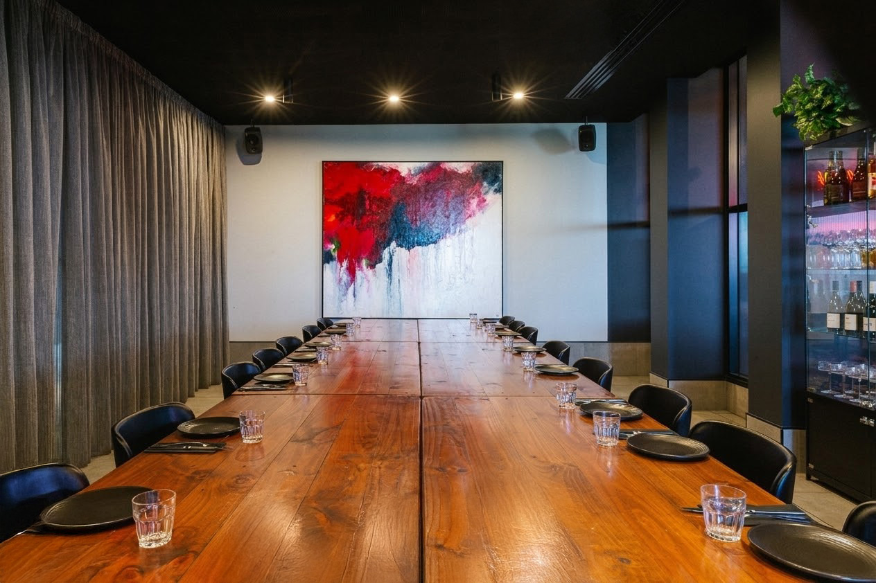 ME_Cucina_PrivateDiningRoom_01 Private Dining Room with a wooden table