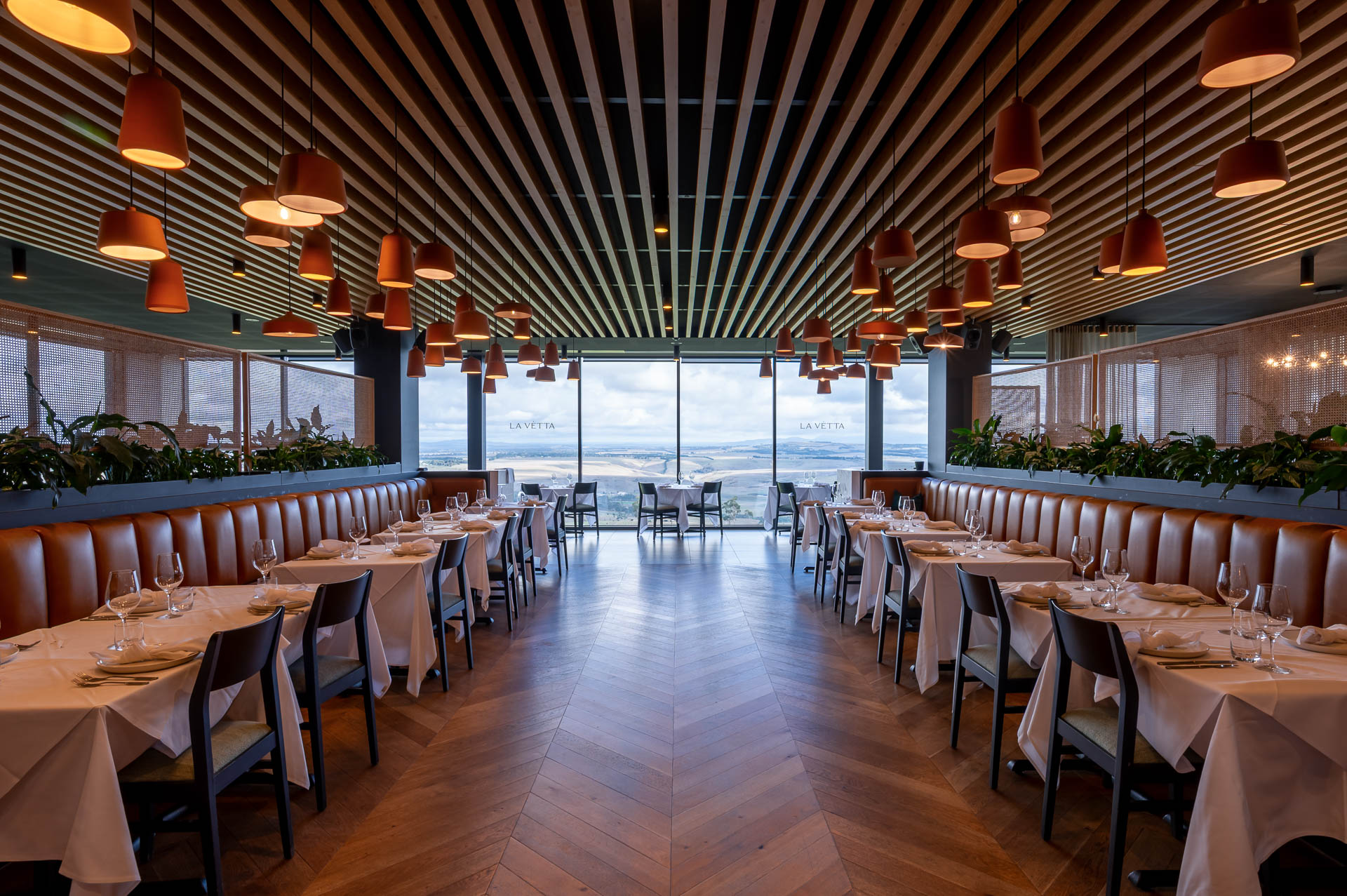 The La Vètta dining room at Marnong Estate, hatted in the Good Food Guide 2026